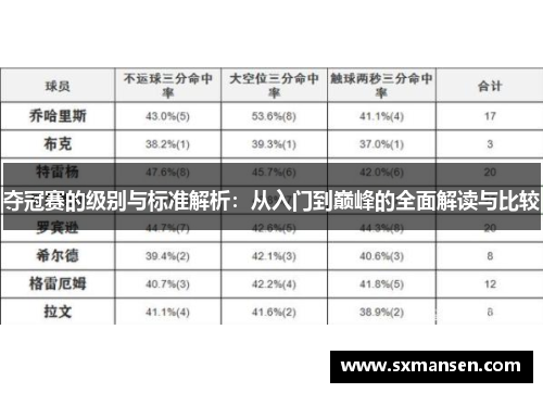 夺冠赛的级别与标准解析：从入门到巅峰的全面解读与比较